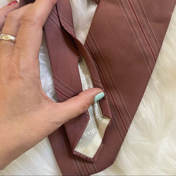 Vintage Christian Dior Men’s Tie Mauve - Picture 3 of 4